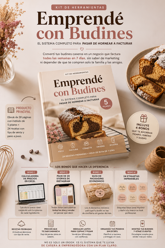 De la Cocina a tu Negocio: 24 Recetas de Budines + Kit Completo para Emprender